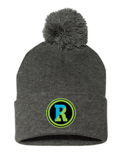 Load image into Gallery viewer, Solid gray pom hat with Rockland patch
