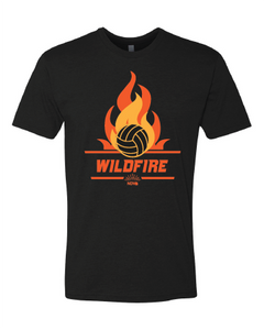 Black t-shirt with wildfire volleyball design