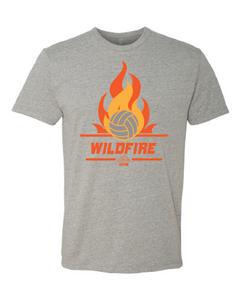 heather gray t-shirt with wildfire volleyball design