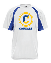 Load image into Gallery viewer, Performance Tee Copeland Cougars White with Blue Detail