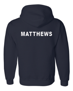 Navy Hooded sweatshirt with customizable name in white