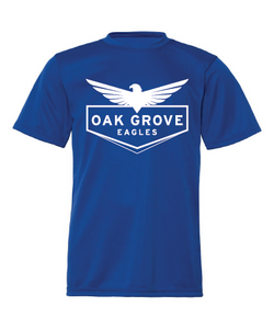 royal blue performance tee with white Oak Grove Eagles design